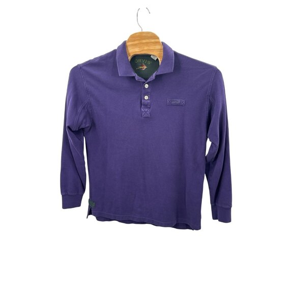 Orvis Long‎ Sleeve Polo Shirt Size Large Tall Purple Collar - Picture 2 of 5